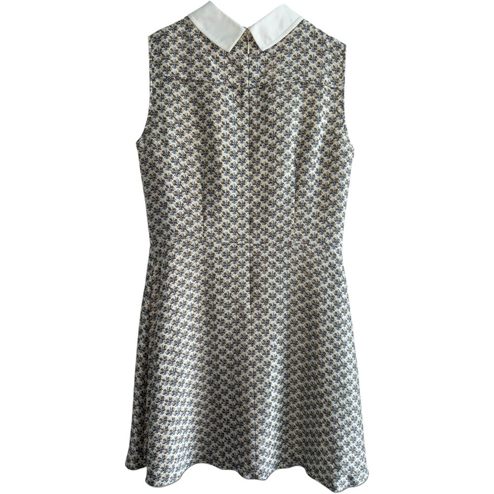 TORY BURCH 100% Silk Fran Mini Dress Removable Collar Sleeveless Cream Ivory 12 - Picture 2 of 9